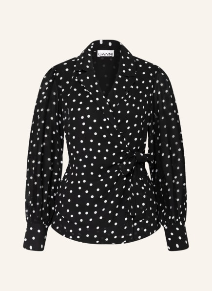 GANNI Wickelbluse , Farbe: SCHWARZ/ WEISS (Bild 1)