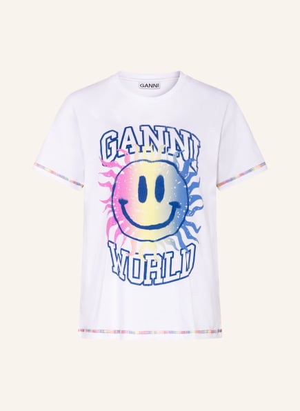 GANNI T-shirt, Color: WHITE/ BLUE/ PINK (Image 1)