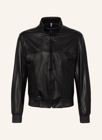 BOSS Leather jacket MAPSON, Color: BLACK (Image 1)