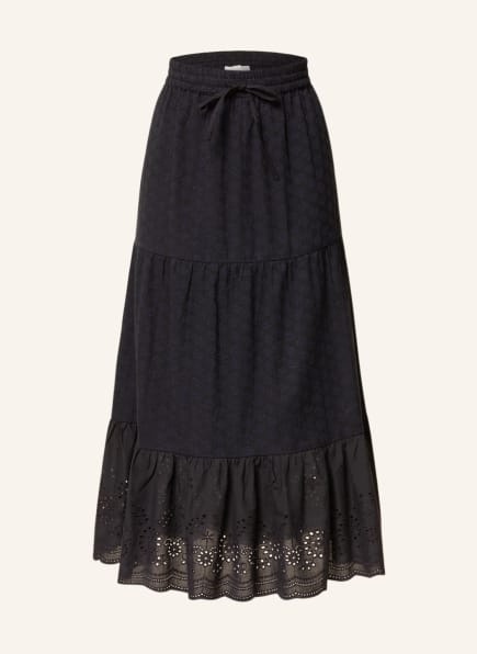 SUMMERY COPENHAGEN Skirt ANNA with lace, Color: BLACK/ DARK BLUE (Image 1)