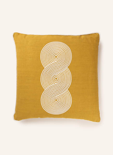 JONATHAN ADLER Linen decorative cushion POMPIDOU with down fill, Color: DARK YELLOW (Image 1)