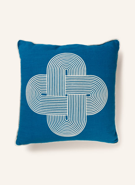 JONATHAN ADLER Linen decorative cushion POMPIDOU with down fill, Color: BLUE (Image 1)