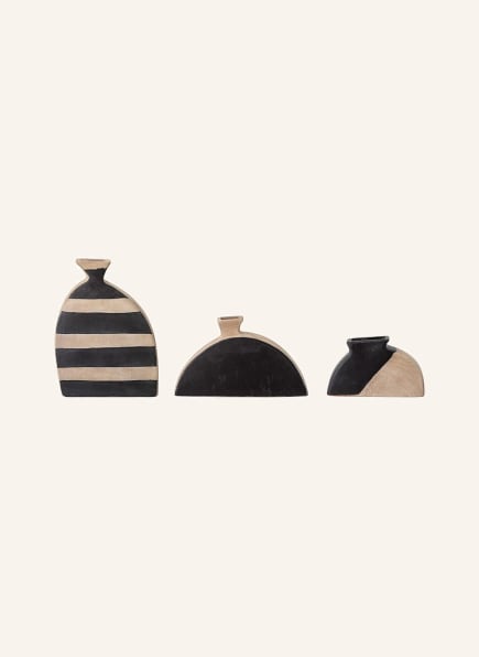 Bloomingville Set of 3 Vases NEZHA, Color: BLACK/ BEIGE (Image 1)