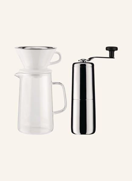 ALESSI Set SLOW COFFEE: Kaffeemühle, Karaffe und Filterhalter