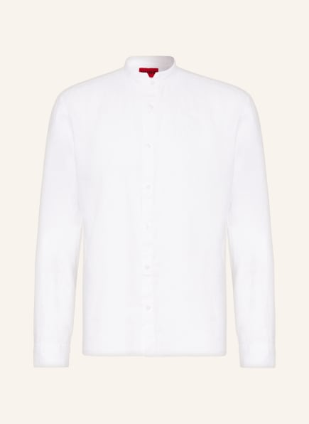 HUGO ELVORY Slim Fit Linen Shirt with Stand-Up Collar