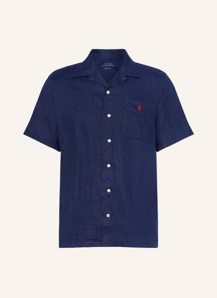 T-shirt Basique Col V Blanc Resort shirt CLADY classic fit in linen