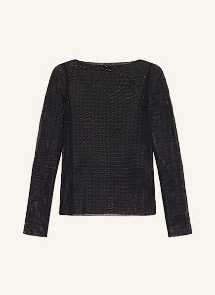 PINKO Longsleeve ROUEN aus Mesh mit Schmucksteinen