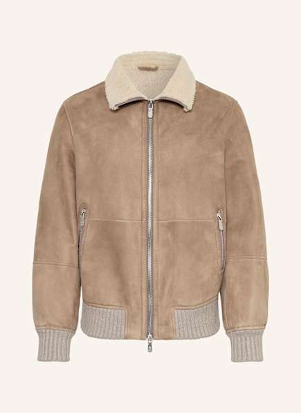 BRUNELLO CUCINELLI Lederblouson im Materialmix