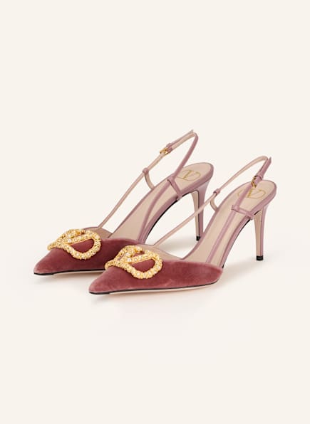 VALENTINO GARAVANI Slingpumps s otevřenou patou VLOGO SIGNATURE s ozdobnými kamínky