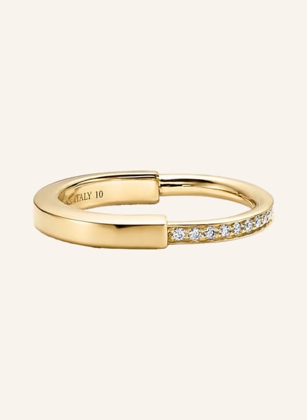 TIFFANY & Co. Tiffany Lock RING aus 18 Karat Gelbgold mit Diamanten im runden Brillantschliff