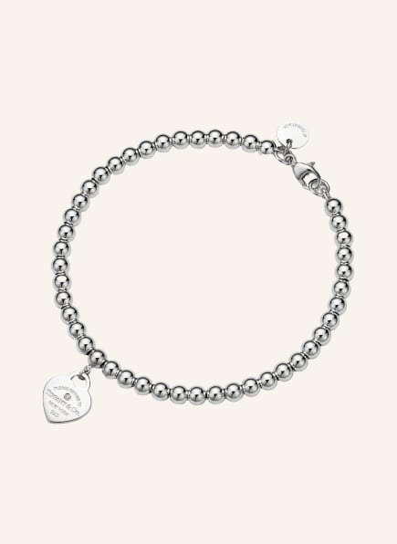 TIFFANY & Co. Kugelarmband mit Herzanhänger RETURN TO TIFFANY™ aus Sterlingsilber mit einem Diamanten im runden Brillantschliff