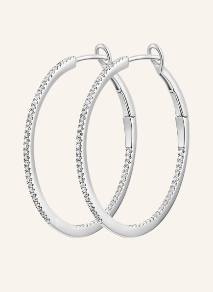 Leaf Creolen CIRCLE  M aus 18 Karat Weißgold mit Diamanten