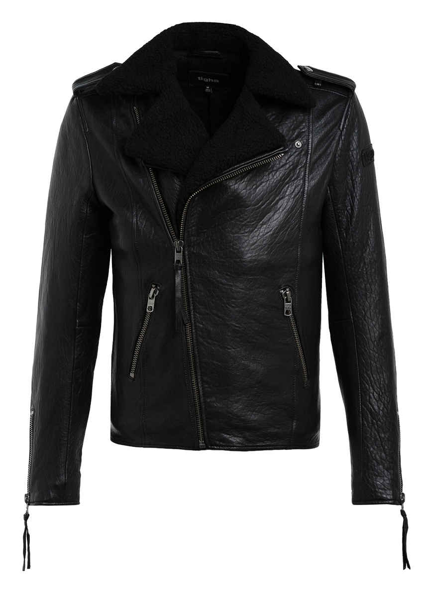 Lederjacke mit Kunstfellbesatz - 399,99 €