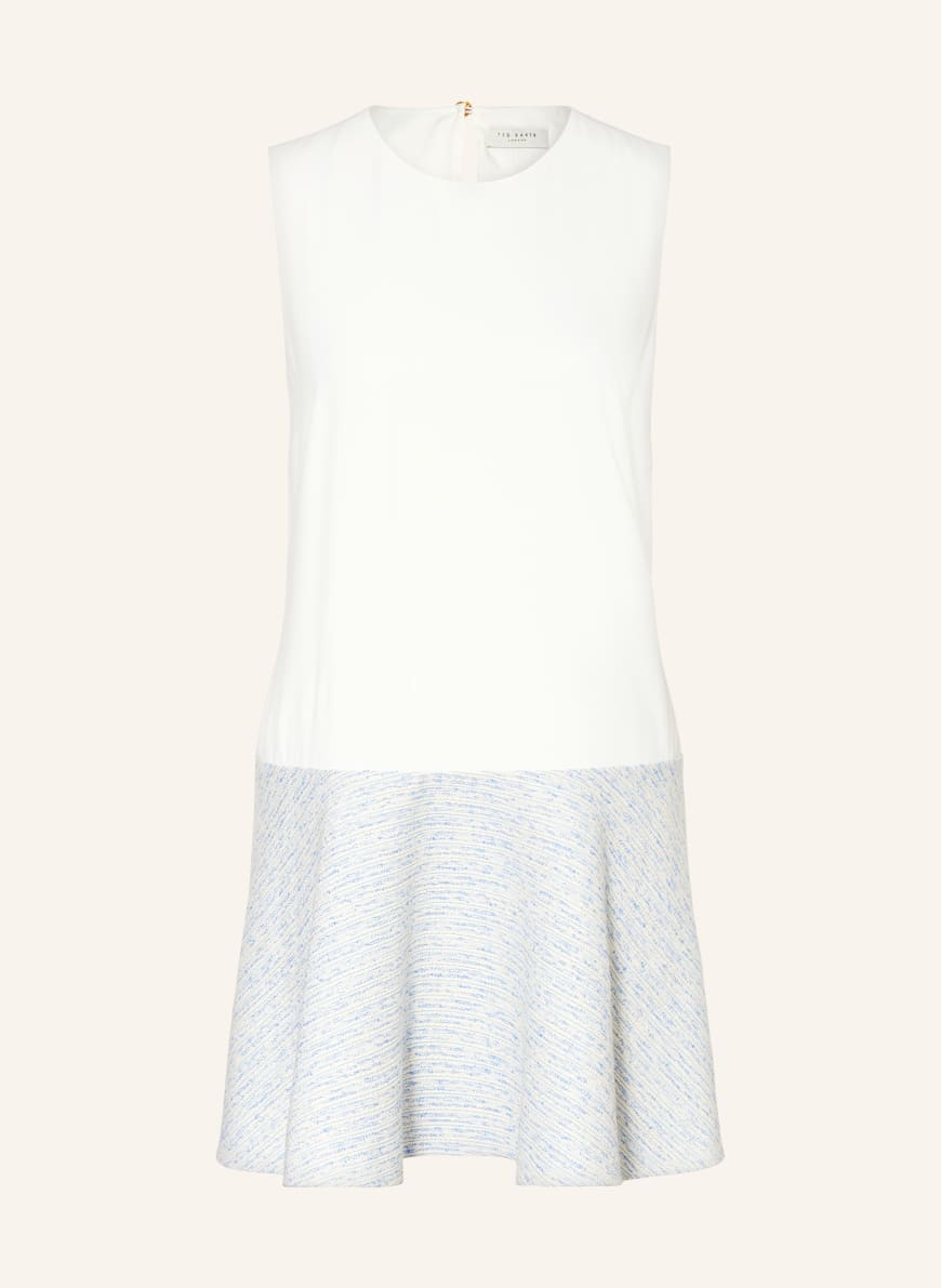 TED BAKER ACADIEM dress in Materialmx with glitter thread in white / blue