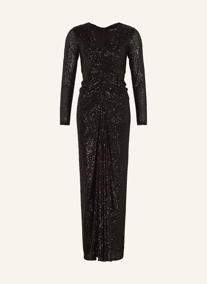 SWING Evening dress with sequins in black