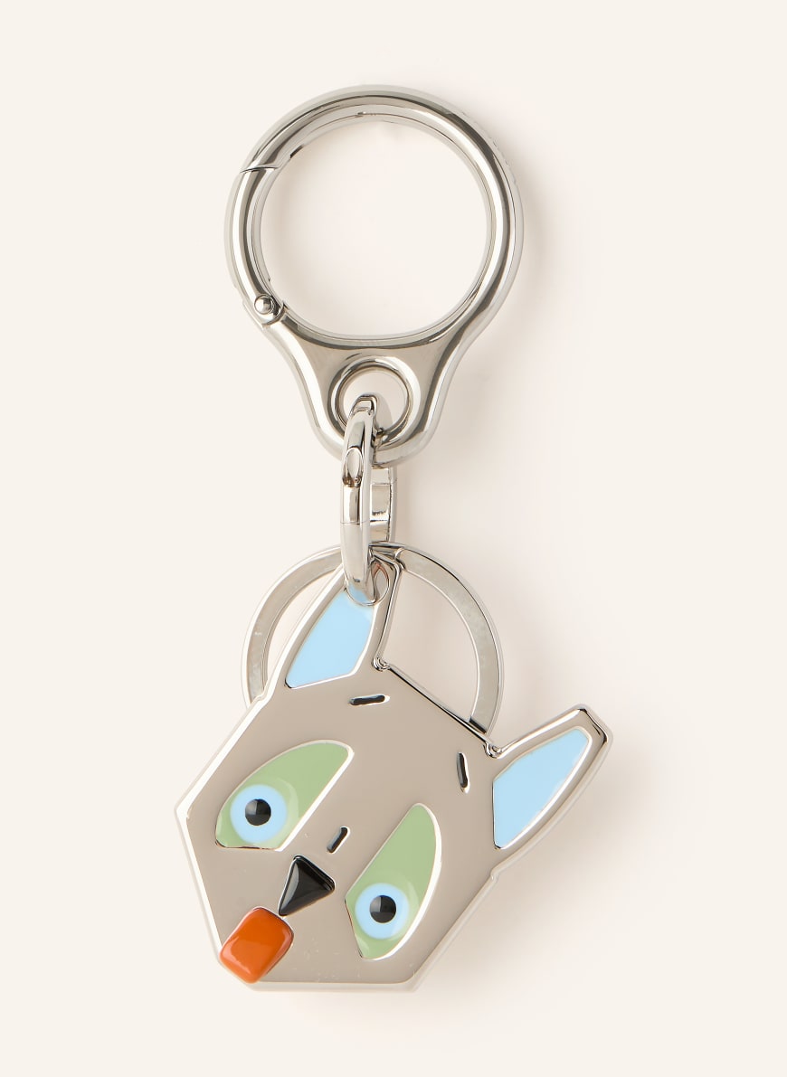 LOEWE FUTURISTIC CAT key ring in silver / light green / turquoise