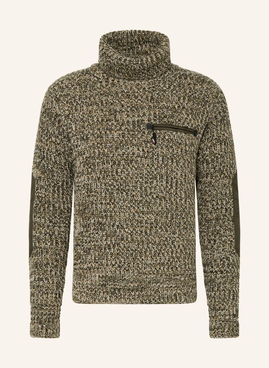 MONCLER GRENOBLE CICLISTA turtleneck sweater in olive / beige / cream