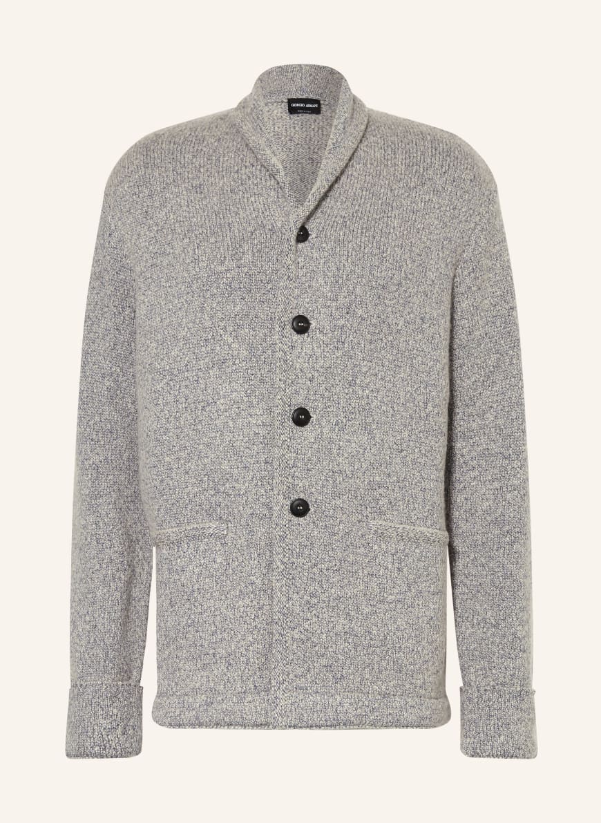 GIORGIO ARMANI Cashmere cardigan in light gray / dark blue