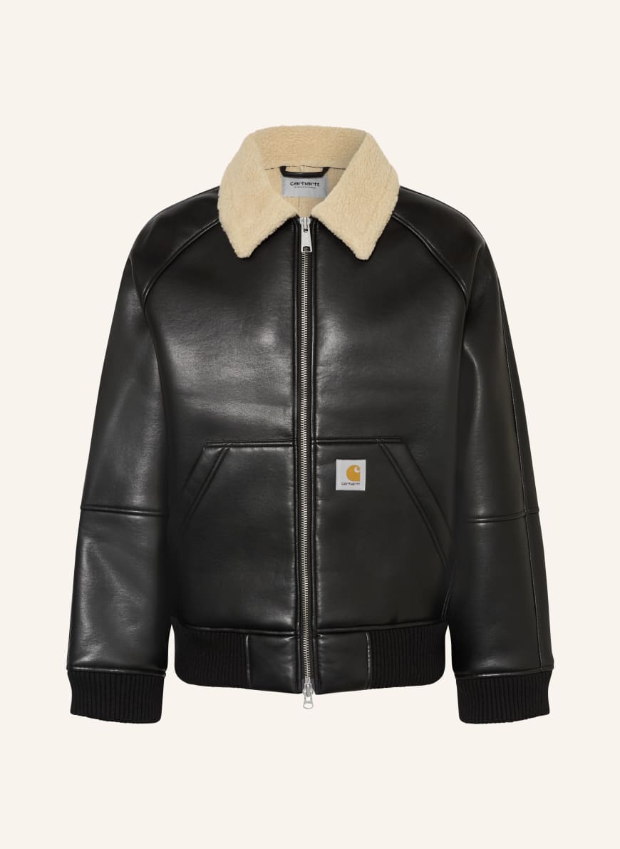 carhartt WIP SHEPTON jacket in leather look with faux fur in black
