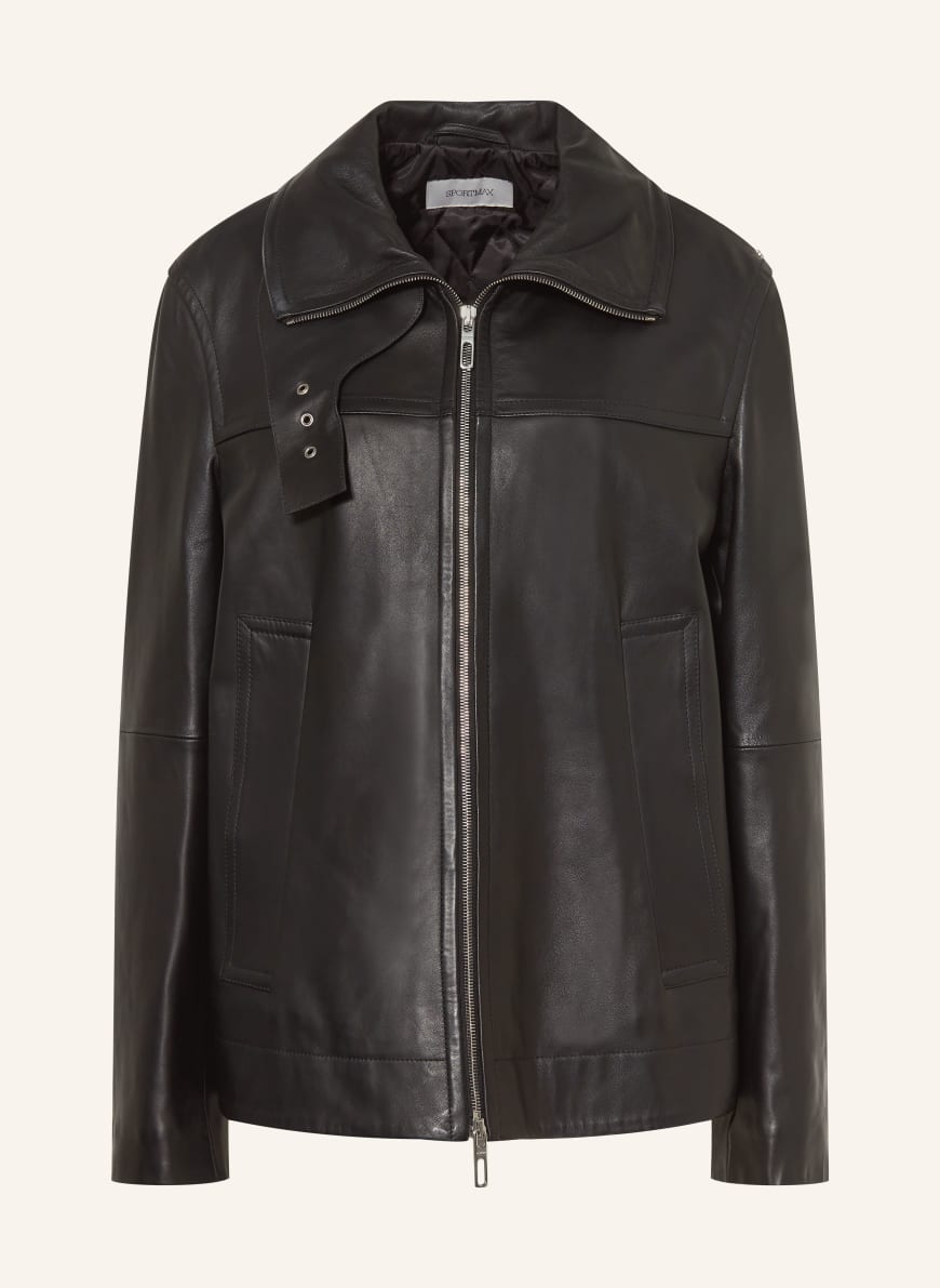 SPORTMAX Leather jacket SPXCIOCCA in black
