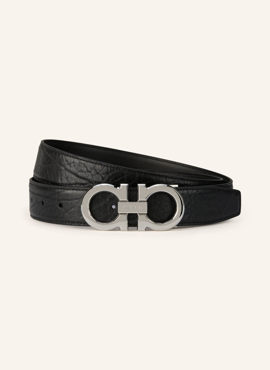 salvatore ferragamo logo buckle reversible leather belt