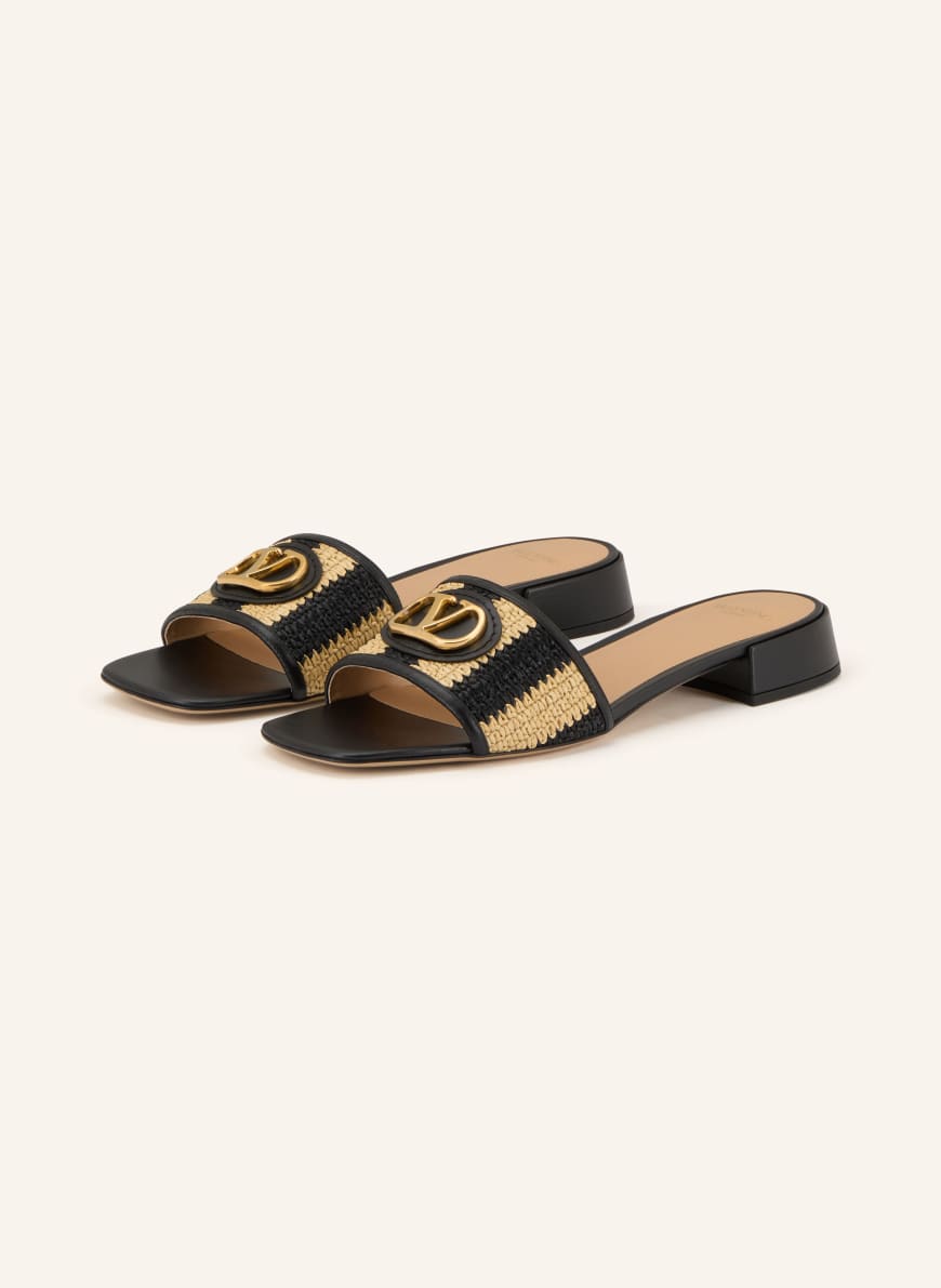 VALENTINO GARAVANI VLOGO SIGNATURE mules in black / gold / cream