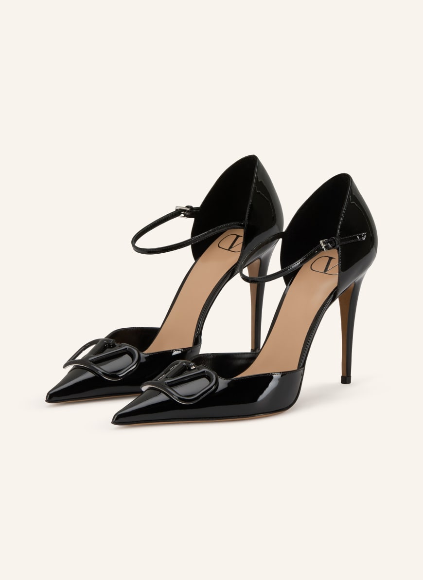 VALENTINO GARAVANI Pantofi cu baretă VLOGO SIGNATURE D'ORSAY în negru