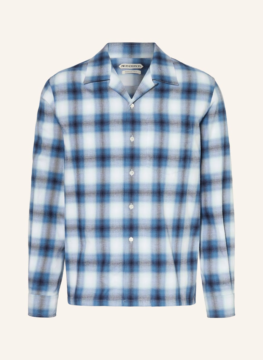 JW ANDERSON Slim fit flannel shirt in blue / white / black