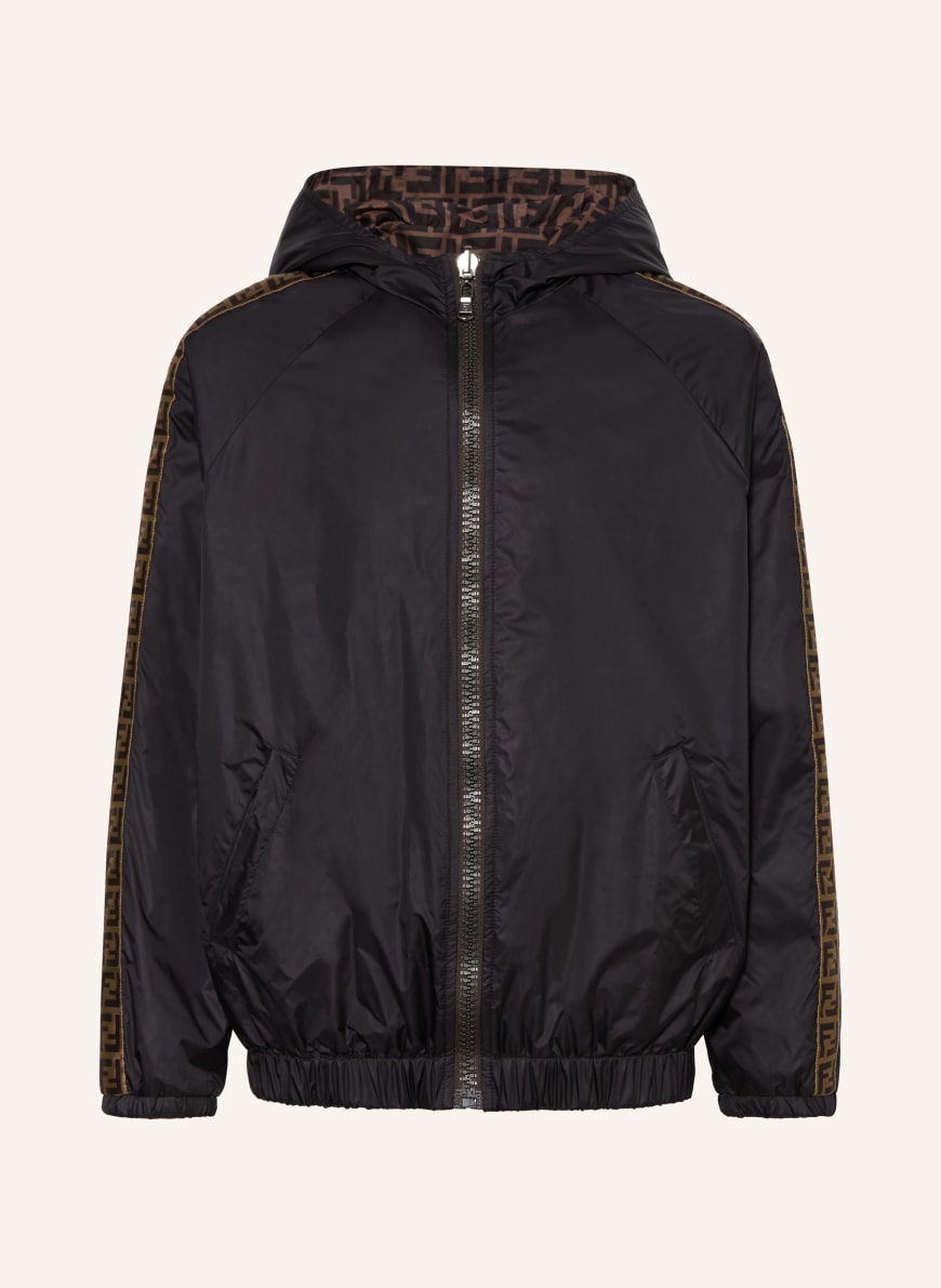 FENDI Reversible jacket KIDS in black / brown