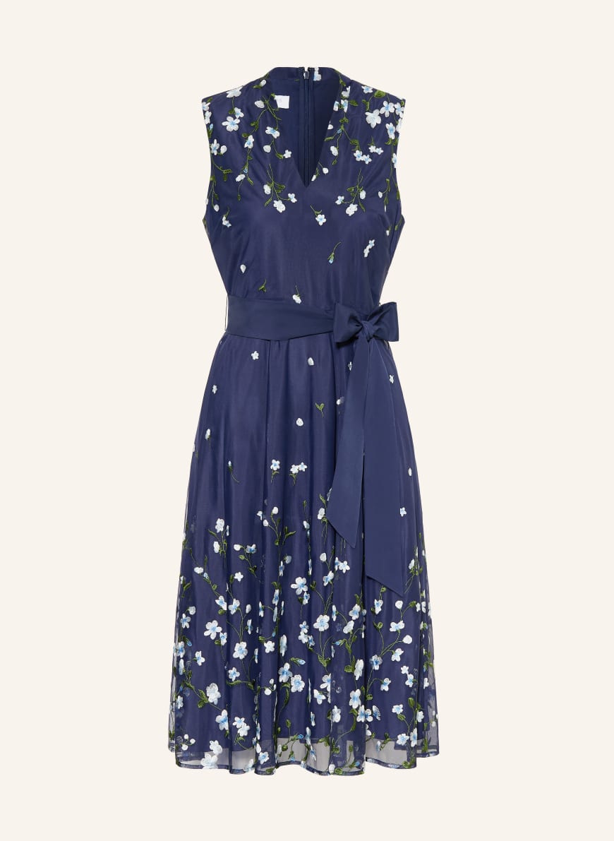 HOBBS ARIA mesh dress in dark blue / green / white