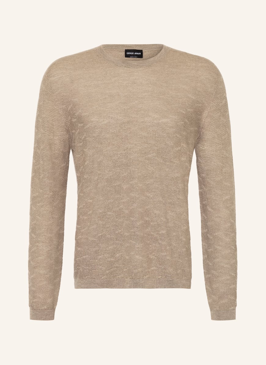 GIORGIO ARMANI 100% Cashmere 長袖カットソー 48 GIORGIO ARMANI Sweater with cashmere and silk in khaki