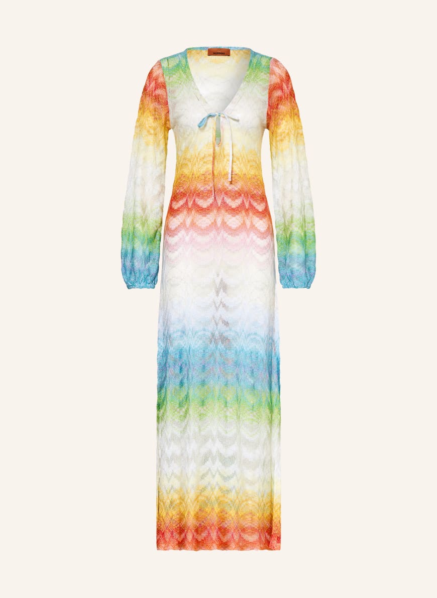 MISSONI Beach dress with glitter thread in turquoise / orange / white