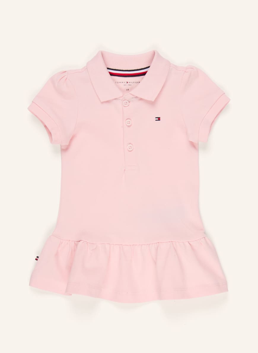 TOMMY HILFIGER Piqu polo dress with ruffles BABY in light pink