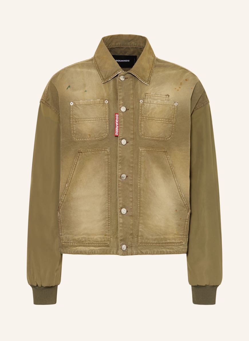 DSQUARED2 ベージュ ミリタリージャケット DSQUARED2 CARPENTER Oversized Jacket in a mix of materials in khaki