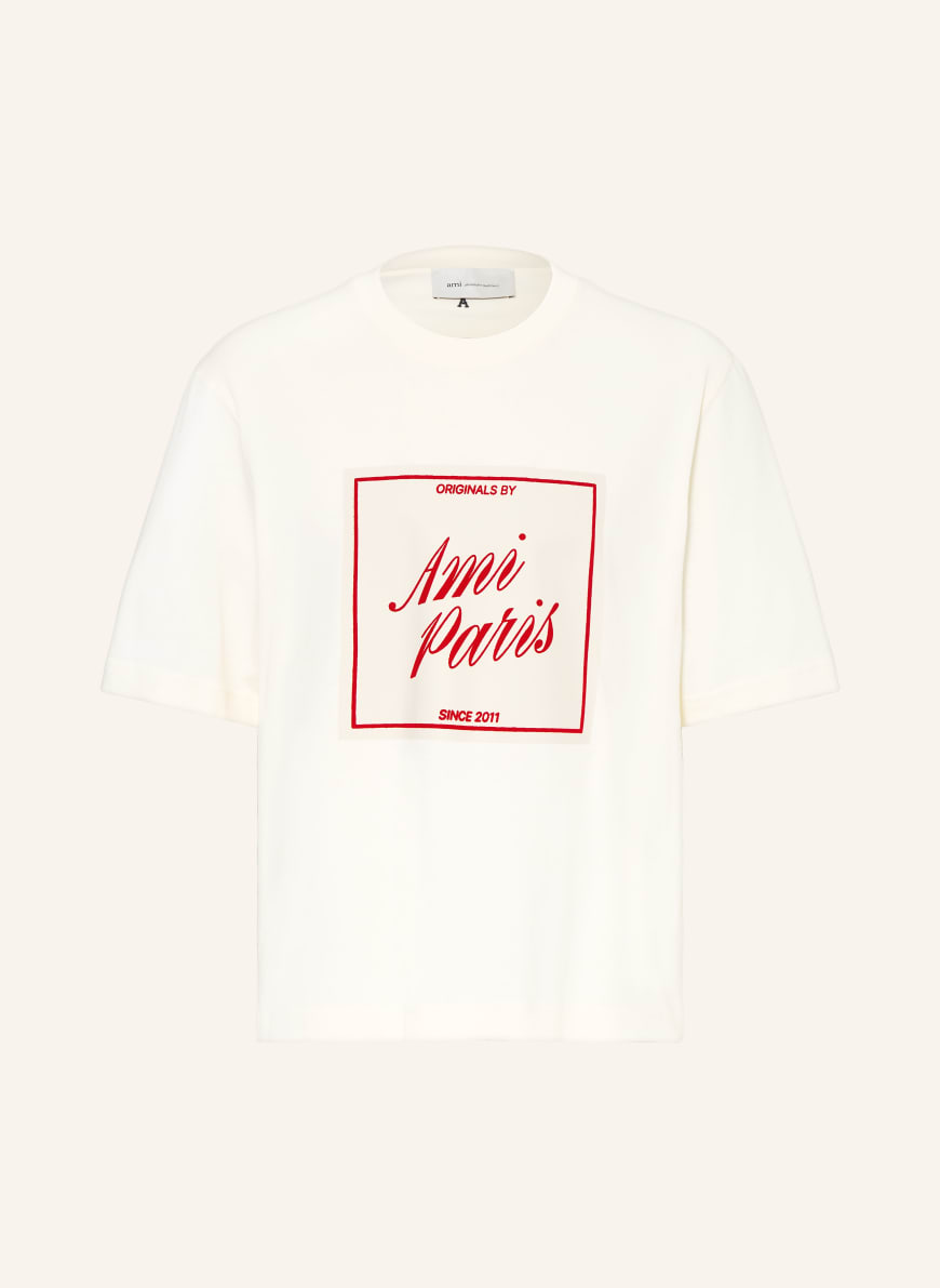 AMI PARIS T-shirt in ecru / red