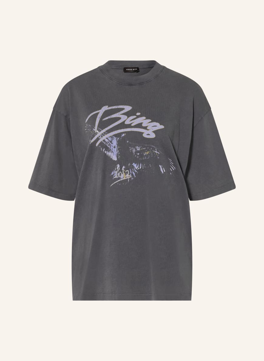 ANINE BING T-Shirt KENT TEE EAGLE in gray / yellow / light blue