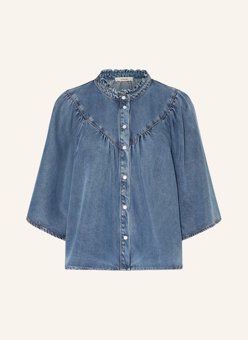 SUNCOO LOUISE denim blouse with 3/4 sleeves in blue