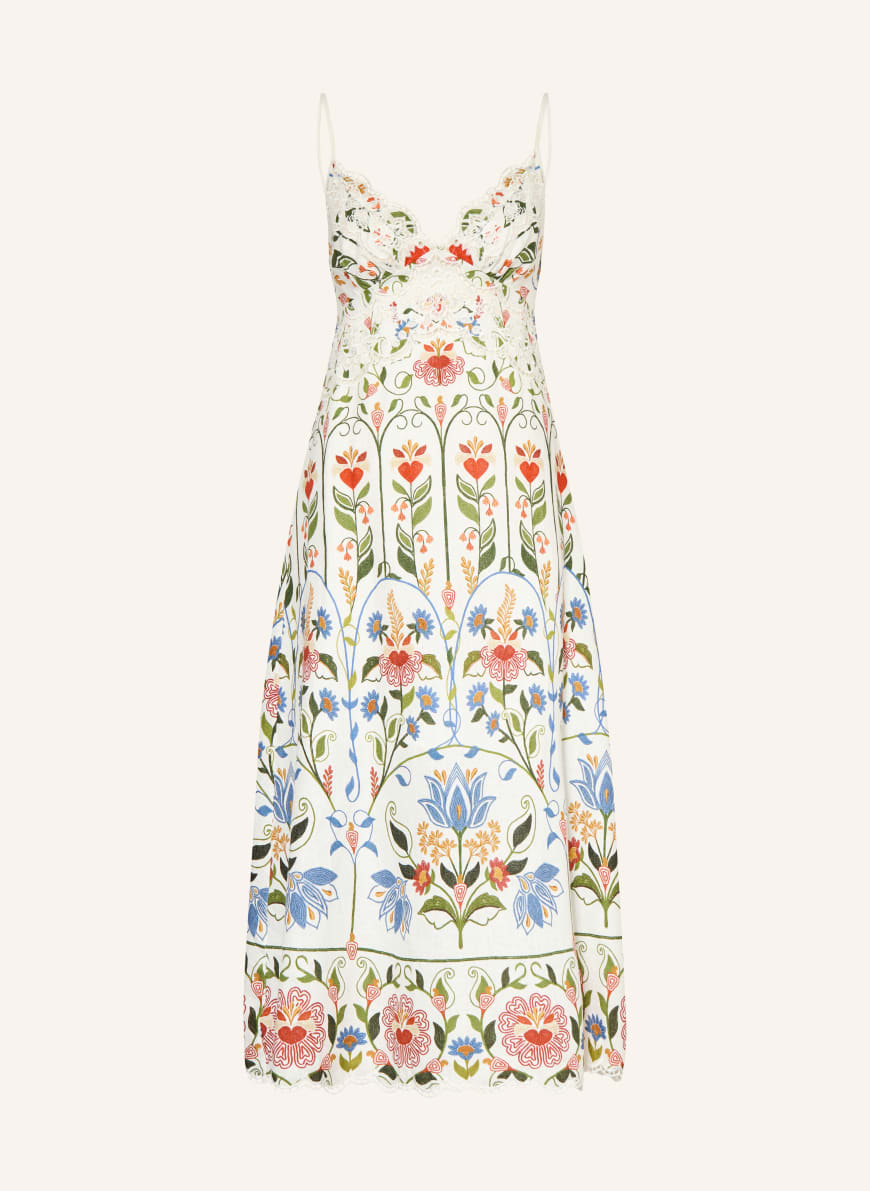 FARM RIO STITCHED GARDEN Dress with Openwork Lace in white / red / green FARM RIO STITCHED GARDEN Dress with Openwork Lace in white / red / green