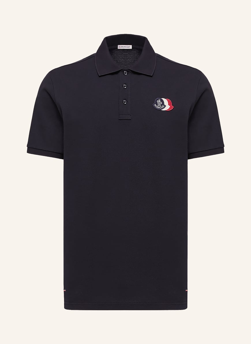 MONCLER Piqué Polo Shirt in dark blue