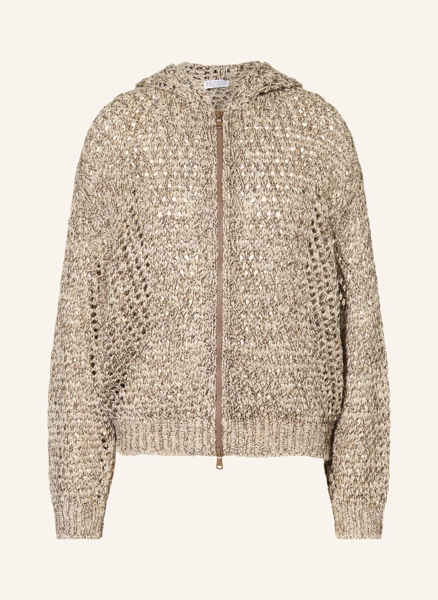 未使用★BRUNELLO CUCINELLI ★ジュートシルク★カーディガン BRUNELLO CUCINELLI Cardigan made of linen and silk in light brown