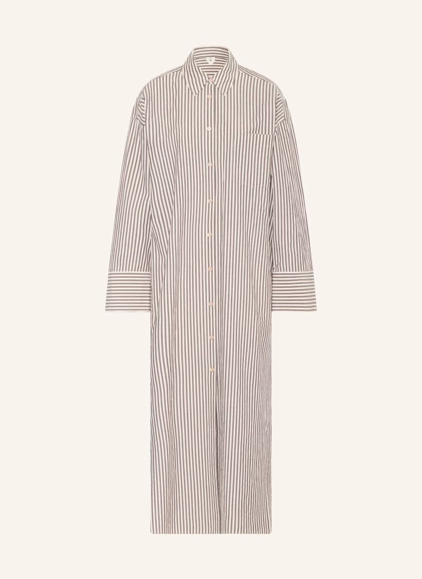 arket striped jersey dress Shirt in dark brown / ecru COO: not_china