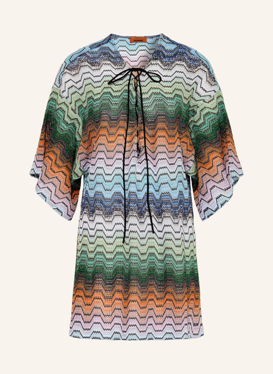 MISSONI Beach dress with glitter thread in dark brown / orange / green