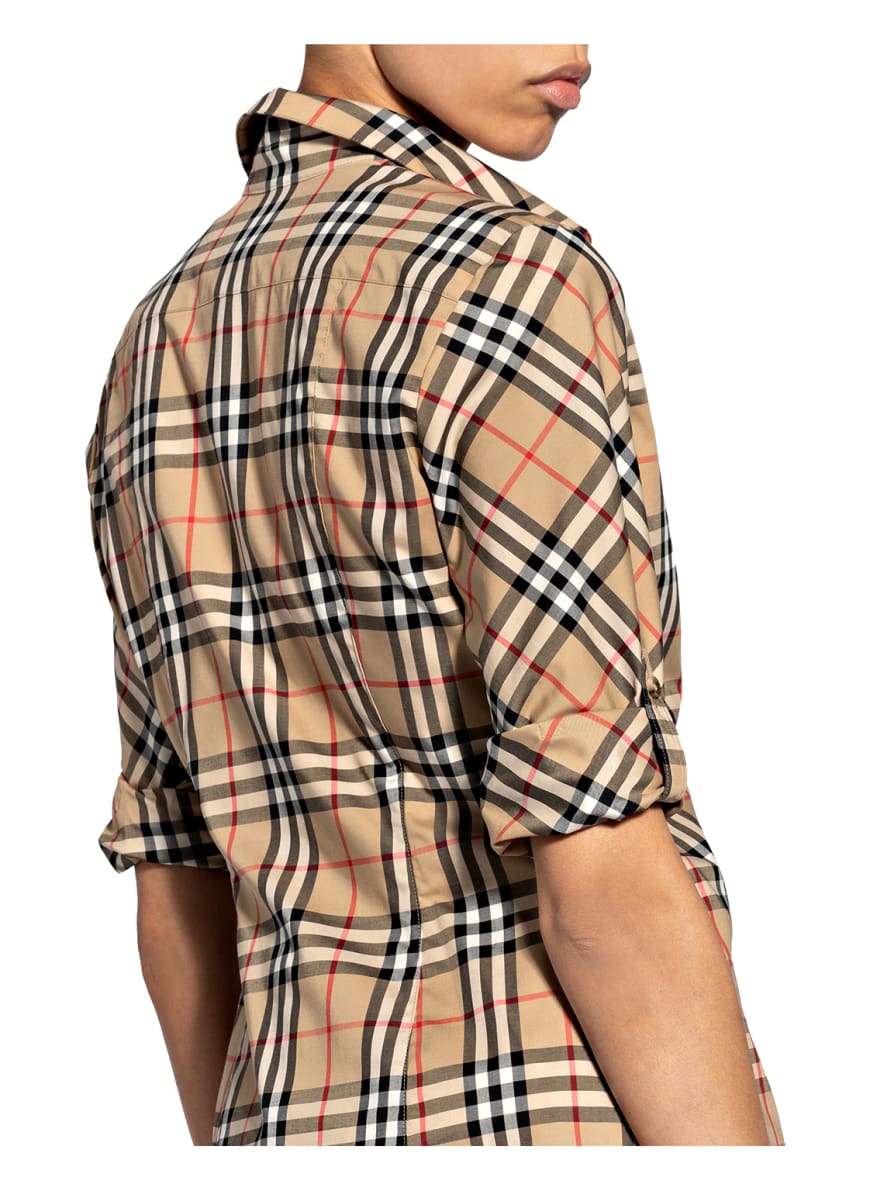 BURBERRY Shirt blouse LUKA in beige/ red/ black | Breuninger