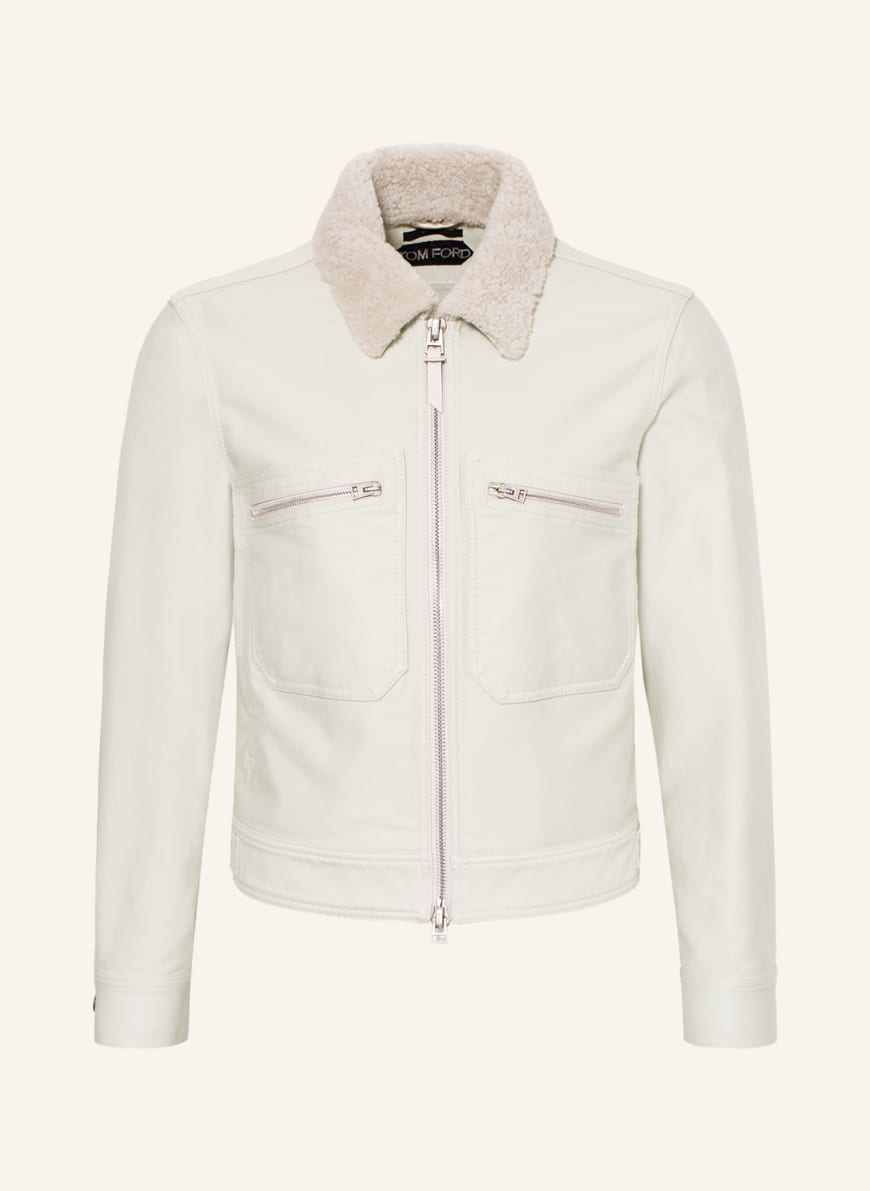 TOM FORD Denim jacket with teddy, Color: LIGHT GREEN (Image 1)