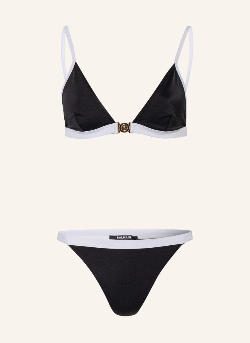 Namaak sturen gesprek BALMAIN Triangel-Bikini in schwarz/ weiss | Breuninger
