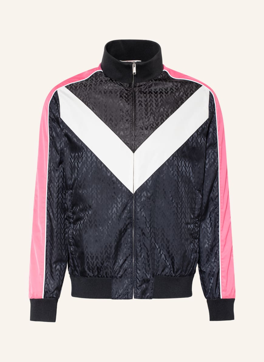 VALENTINO  Bomber jacket with tuxedo stripes , Color: DARK BLUE/ NEON PINK/ WHITE (Image 1)