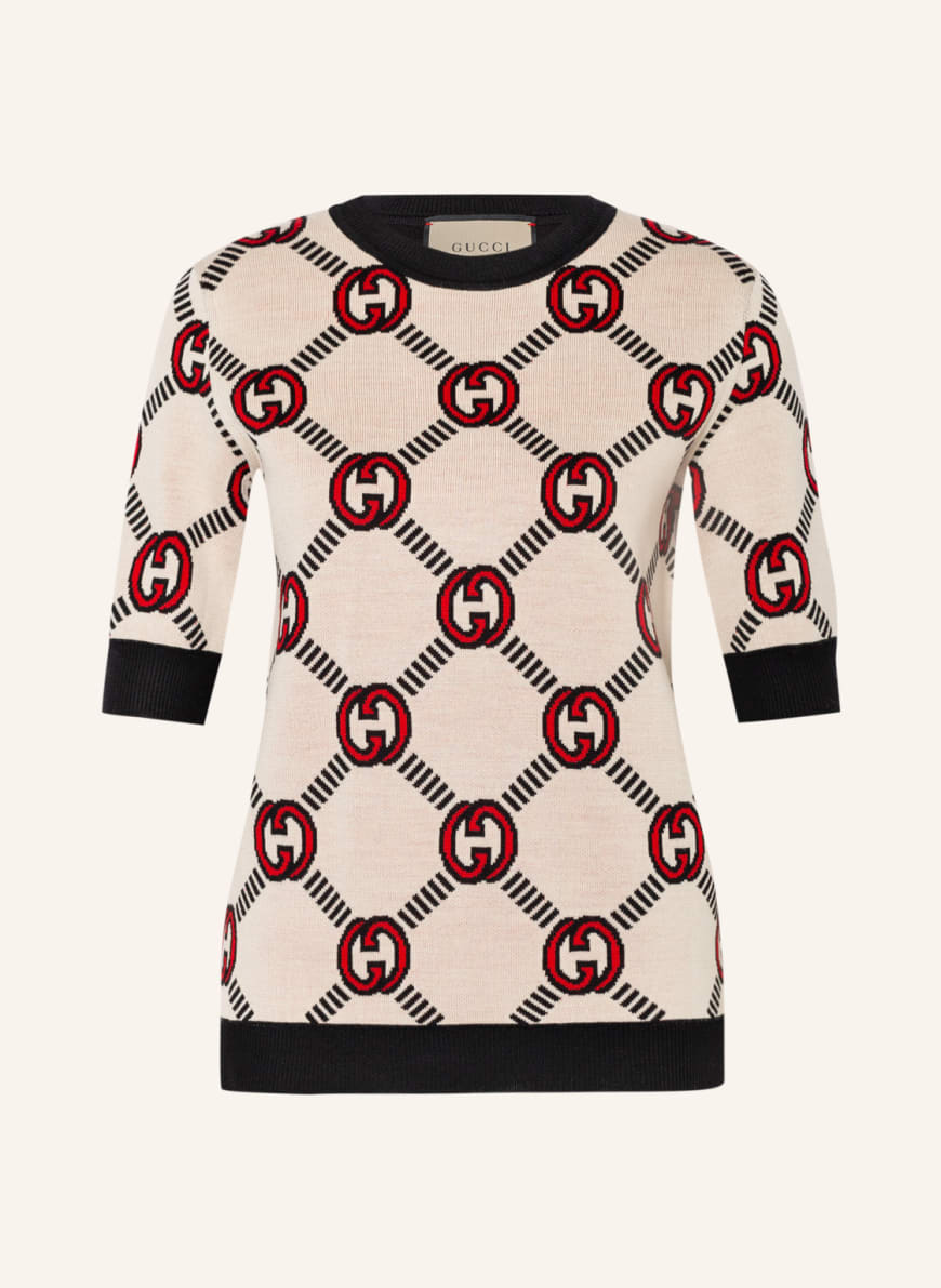 GUCCI Knit shirt in cream/ black/ red | Breuninger