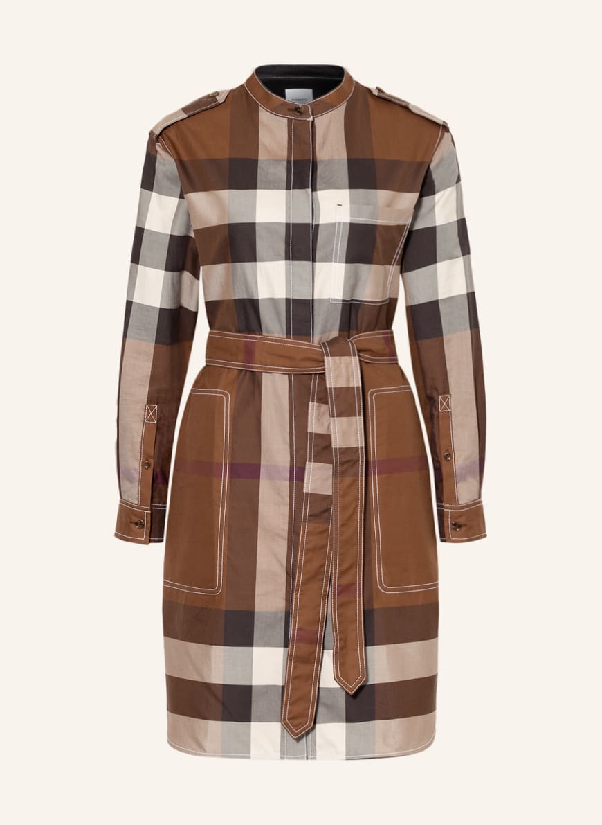 BURBERRY Shirt dress AURELIA in brown/ dark brown/ cream | Breuninger