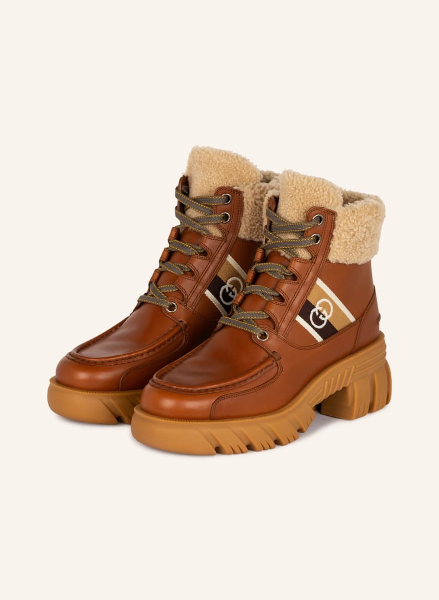 GUCCI Lace-up boots in brown | Breuninger