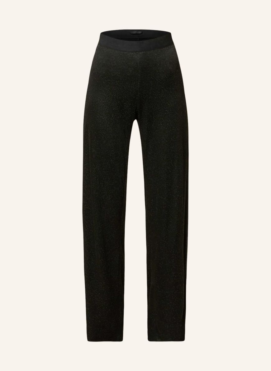 MAC Wide leg trousers PALAZZO with tuxedo stripe, Color: BLACK (Image 1)